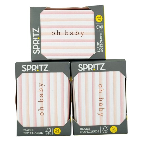 Spritz Other - Spritz Blank Notecards Oh Baby Striped Design 3.5"x5.5" 24 Count Pastel 3-Pack